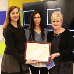 Jennifer Adams and Jackman presenting Cara Denbrock with her Teacher Award